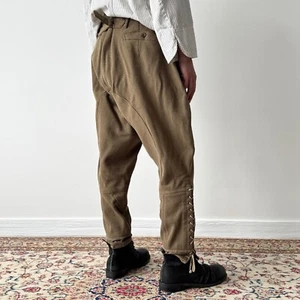 Antique 1920s French Riding Hunting Corduroy Jodhpurs Suspender BuckleBack Pants - Imagen 1 de 11