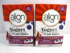 2 Align Probiotic Yogurt Coated Fruit Bites Apple Blueberry Exp: 03/2026 - Picture 1 of 4