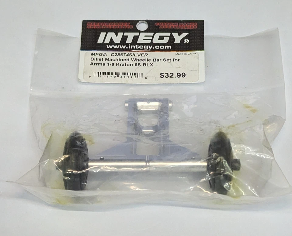 INTEGY Billet Machined Wheelie Bar Set for 1/8 Kraton 6s BLX INTC28674SILVER - Image 1 of 1