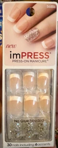 ImPRESS Press Nails Natural French mit silbernem Glitzerakzent - Bild 1 von 1