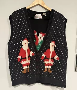 Westbound Natale Babbo Natale Maglia Maglione Gilet XXL Nero Bottone Singolo Cottagecore - Foto 1 di 4