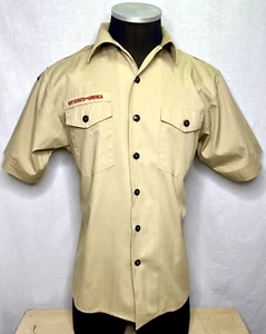 BSA Boy Scouts of America Shirt Khaki Size XL Youth Teen Flag Patch Official - Picture 1 of 10