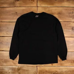 Vintage Jerzees Blank T Shirt XL Long Sleeve Black Tee - Picture 1 of 7