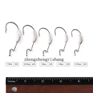 10pcs Weighted Wide Gap Offset Worm Hooks Weedless Soft Lures Bait Hook 3/0-5/0 - Picture 1 of 11