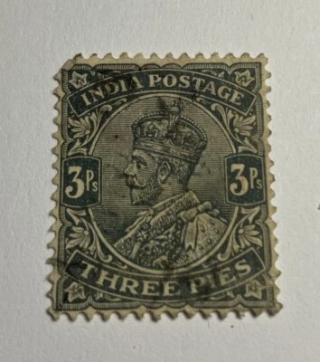 Индийская марка 1920-х годов - 3 пенса, KGV - Изображение 1 из 2