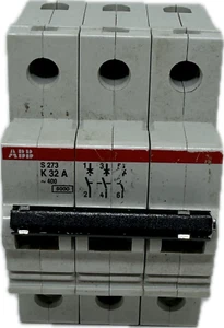 ABB S273 K 32 A 3 POLE 32 AMP CIRCUIT BREAKER 277/480 VAC E 76126 USED - Picture 1 of 6