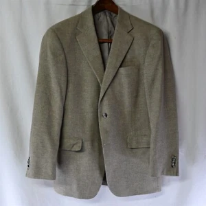 Hart Schaffner Marx 40S Beige Flannel Chicago 2Btn Blazer Suit Jacket Sport Coat - Picture 1 of 10