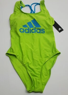 Traje de baño Adidas para mujer mediano espalda cruzada una pieza neón verde lima nuevo con etiquetas Foto 1 de 4