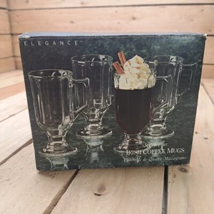 Elegance Clear 5 1/2" Irish Coffee Glas Becher Fußsockel 4er Set - Bild 1 von 10