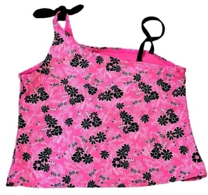 Breaking Waves Girls Tankini Top Size XL 14-16 Pink Black Swim Top ONLY Beachy - Picture 1 of 7