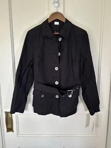 Foxcroft Belted Lightweight Button Front Jacket Womens Size Medium Black NWT - Picture 1 of 8