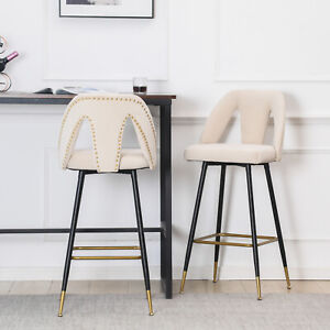 Velvet Upholstered Bar Stools Counter Height Stools with Metal Legs Set of 2/4/6