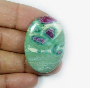 Natural Ruby Fuchsite Oval Shape Cabochon Loose Gemstone 61 Ct. 39X27 mm MI29-01 - Picture 1 of 7
