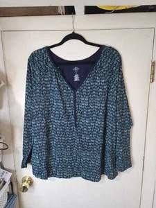 St John's Bay Damen Übergröße 1X Langarmshirt V-Ausschnitt - Bild 1 von 5