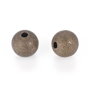 20 Brass Metal Beads 10mm Round Stardust Antique Bronze Tone Jewelry Supplies