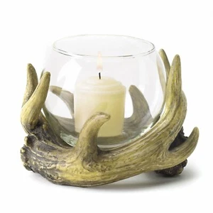 HOME LIGHTING DECOR RUSTIC ANTLER CANDLE HOLDER - Picture 1 of 2