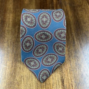 Vintage BROOKS BROTHERS Silk Tie Designer Geometric Blue/Maroon W3.5xL58 USA - Picture 1 of 4