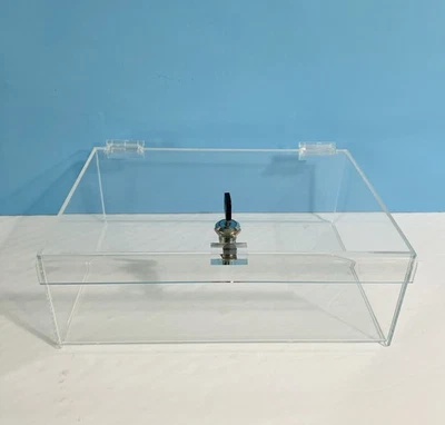 Plexiglass Clear Locking Countertop Display Case/Box ~ 12” L x8.5”W x4.5”Deep - Image 1 of 4
