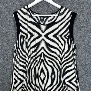 Wallis Shift Dress Size XL Black White All Over Print Pockets Coastal Bold Boho - Picture 1 of 9