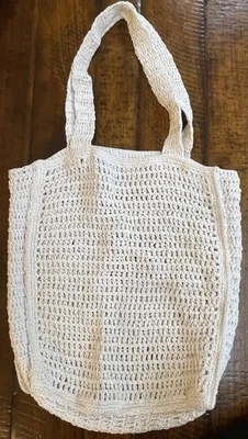 Bolso de Mano Abercrombie & Fitch Blanco/Crema Boho Macramé Viaje SIN USAR Foto 1 de 3