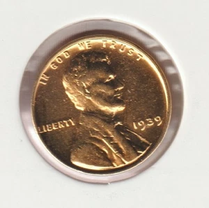 Rare Old Antique 1939 US Lincoln 24k Gold Plated Cent Penny Collection Coin USA - Picture 1 of 2