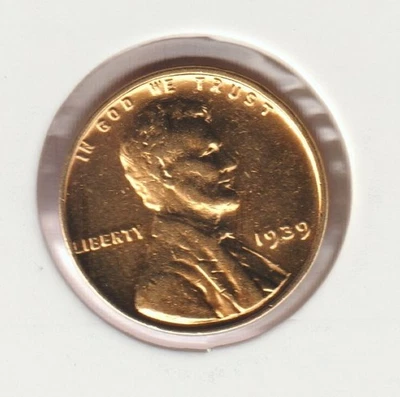 Rare Old Antique 1939 US Lincoln 24k Gold Plated Cent Penny Collection Coin USA - Image 1 of 2