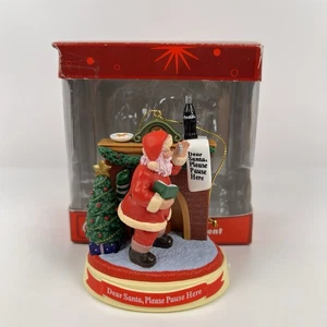 Vintage Coca-Cola musikalischer Weihnachtsschmuck Weihnachtsmann mit Box - funktioniert - Bild 1 von 15