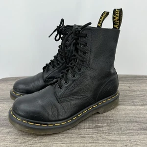Dr Doc Marten Pascal Boots Women’s Soft Black Leather 8 Eye Lace Up Sz 7 - Picture 1 of 12