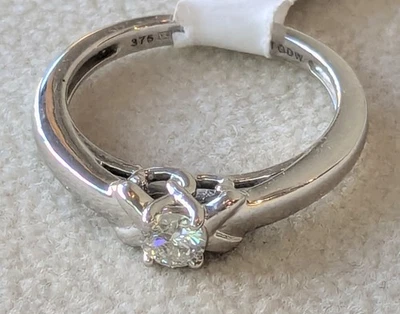 9ct White Gold 0.20ct Diamond Solitaire Ring Size O. RRP £500 - Image 1 of 4