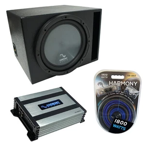Universal Car Stereo Rhino Coated Ported 10" Harmony R104 Sub Box & HA-A400.1 - Picture 1 of 8