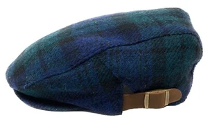 Harris Tweed Flat Cap Black Watch Colours One Size Regular Adjustable - Picture 1 of 9