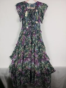 NWT SUNDANCE Emma Derby Maxi Dress River Blue Floral Dress Sz S $298 - Picture 1 of 14