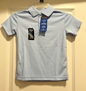 Boys Light Blue Nautica School Uniform Moisture Wicking Collared Shirt L 6 NWT - Picture 1 of 4