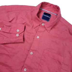 Tommy Bahama Mens Large Red Button Down Long Sleeve Linen Blend - Picture 1 of 7