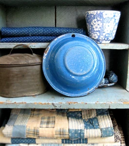 Small Antique Salesman Sample or Toy Blue Enamelware Wash Basin - Picture 1 of 6