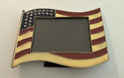 Metal American Flag Photo Frame Enamel Paint 2.5" x 3.5" Table Stand Vintage NEW