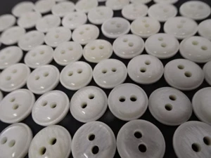 8 Vintage Iridescent Raised Rounded Center White Round 2-Hole Buttons 11mm AA78 - Picture 1 of 9