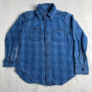 GapKids blue denim buffalo check Shirt button-up top boys Size M regular - Picture 1 of 6