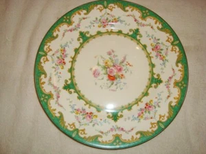 GREEN Myott Staffordshire SEVRES 10 1/2" Dinner Plate - Signed Roberts - Picture 1 of 4