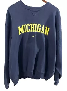 Vintage Nike Team Michigan Wolverines blau Center Swoosh Sweatshirt Herren 2XL - Bild 1 von 5