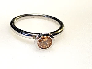 Vintage Sterling Silver 925 Ring Russian Wedding Ring Orange Stone Size L1/2 - Picture 1 of 8