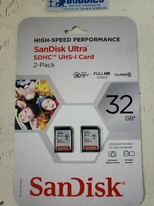 SANDISK ULTRA 32GB MICRO SD SDHC UHS-I CARD 2 PACK SEALED - Picture 1 of 3