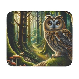 Mouse Pad (Rectangle) An Owl in the Forest Design 1 - Photo 1/5