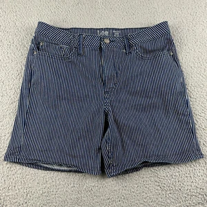 Lee Shorts Womens 10 Medium Blue White Railroad Stripe Mid Rise Cotton Blend - Picture 1 of 7