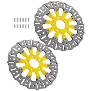 2x Disco de rotor de freno delantero amarillo para Harley-Davidson Sportster Iron 883 2014-2024 - Imagen 1 de 11