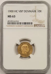 1900 HC VBP Denmark 10K NGC MS 63 Gold 10 Kroner - Picture 1 of 4