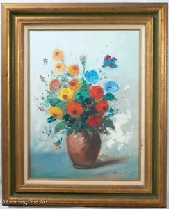 Schönes altes impressionistisches Ölgemälde Blumenstillleben, signiert! - Bild 1 von 7