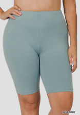 Zenana  Premium 1X  Stretch Cotton Spandex Bermuda Shorts Gray Blue