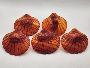 Vintage Set of 5 Clam Shell Napkin Rings Holders Plastic Faux Tortoise Shell - Picture 1 of 17