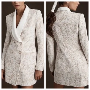 REBECCA VALLANCE Harriet Lace Double Breasted Long Sleeve Blazer Mini Dress Sz 4 - Picture 1 of 9